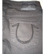 New Womens True Religion Brand Jeans NWT Skinny Crystals Logo Black 24 S... - £241.32 GBP
