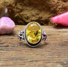Yellow Citrine Gemstone 925 Silver Ring Handmade Jewelry Ring Gift For Women - £5.84 GBP