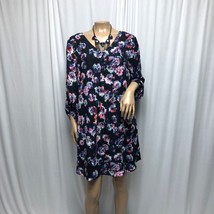 Decree Size Large Black Blue Floral Camisole Slip Lined Women&#39;s Shift Dress - $19.60