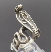 925 Sterling Silver - Vintage 3D Carved Swirly Cobra Snake Ring Sz 7 - RG27340 - £49.21 GBP