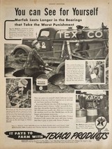 1947 Print Ad Texaco Products Oil Delivery Truck & Farmer Works on Equipment - $17.65