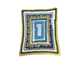 Handmade Granny Square Picture Window Crochet Baby Blanket Lap Chair Throw 24x31 - $32.71