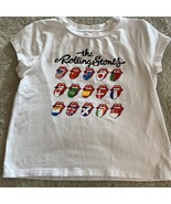 The Rollings Stones Girls White Red Lips Tongue Flags Short Sleeve Shirt... - £13.49 GBP