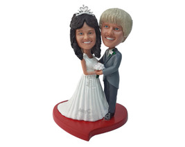 Custom Bobblehead Beautifully Just Married Couple With The Woman In Beautiful Go - £121.50 GBP