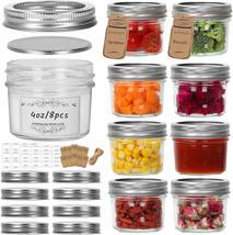 Small Mason Jars 8 Pack, 4Oz/120Ml Mini Canning Jars with Regular Lids for Jelly - £14.46 GBP