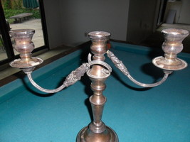 Sheffield Silverplate on copper THREE-LIGHT CANDELABRA 11&#39; x 12&quot; ORIGINAL - £59.35 GBP