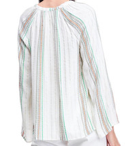 Fever Womens Striped Tie-Neck Top Color Off Wht Feel Size S - £38.88 GBP