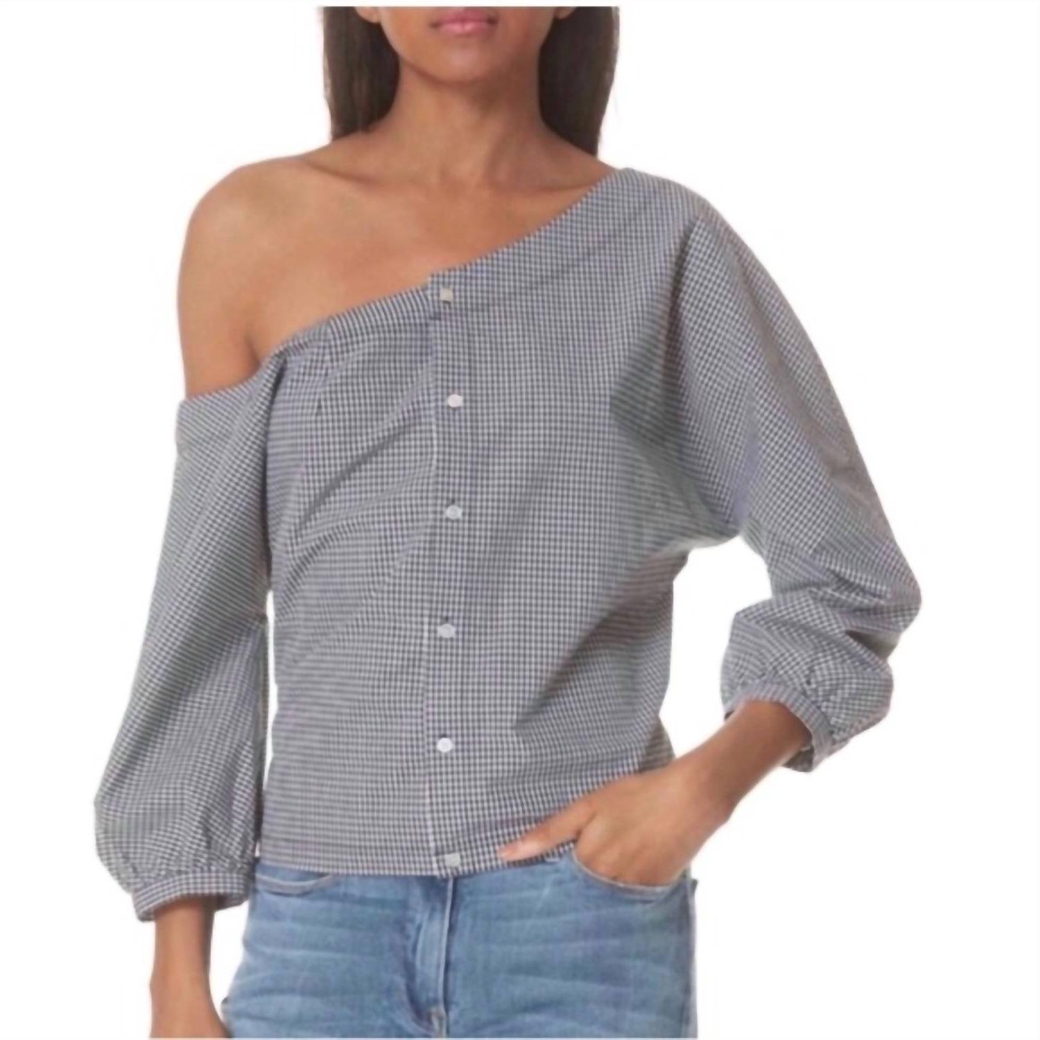 Frame Gingham Print Top Tie Back Off The Shoulder Size L - $104.94