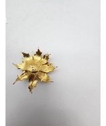 Vtg Goldtone Pionsettia Brooch With Gold Seeds In The. Center - £22.07 GBP