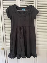 Fresh Produce Short Cap Sleeve Ruffle Dress Solid Black Size Medium Cotton - £22.88 GBP
