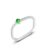 Square Design CZ Real Authentic A Grade Jasper Jadeite S925 Open Ring - $44.50