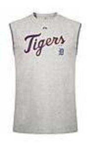 Mens Detroit Tigers Baseball Tank Gray Sleeveless MLB Majestic Shirt-size S