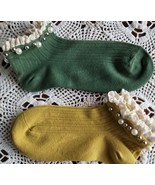 Two (2) Pair ~ Gold &amp; Green ~ Handcrafted ~ Embellished w/Pearls ~ Ankle... - $282.30 MXN
