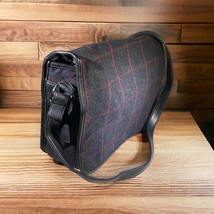 Vintage Cherokee Travel Satchel purse Plaid Felt Leather Shoulder bag Y2... - £11.06 GBP