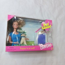 Vintage New 1998 Pet Lovin&#39; Barbie Doll w Golden Retriever Dog Mattel #2... - $12.86