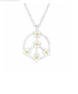Peace sign daisy sterling silver pedant - $18.80