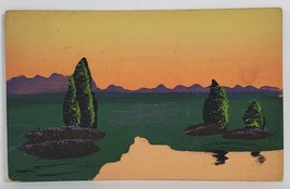 Hand Painted Landscape Mountains Trees c1900s Postcard T14 - £23.13 GBP