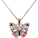 Sterling Silver Vermeil Pendant - Butterfly with .22CT TW Diamonds Emeralds - $148.15