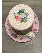 NWT Punch Studio Hardboard It&#39;s a Hat Box, Pink Blue Green Floral - $29.69