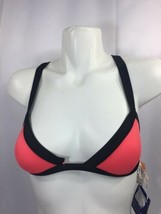 My Mirage Women&#39;s Bikini Top Piece Color Block Open Back Across Pink Black Small - £27.69 GBP