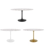 60” Oval White Terrazzo Tulip Dining Table w/ Black, Gold or White Pedes... - $1,199.89+