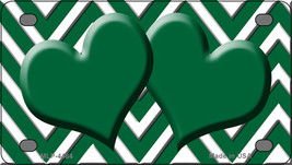 Big Green White Chevron Green Center Hearts Novelty Mini Metal License Plate Tag - £11.94 GBP