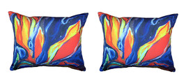 Pair of Betsy Drake Purple Paradise No Cord Indoor Outdoor Pillows 16 X 20 - £63.30 GBP