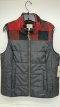 GH Bass Black Fishing Puffer Vest With Red Plaid Yoke Zip Up For Men’s S... - $725.27 MXN