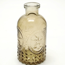 Smokey Amber Colored Glass Round Vintage Style Bottle /Vase with cork H ... - $14.60