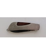 Single Blade Pocket Knife Unusual Wood &amp; Metal Handle Stainless Steel - $19.99