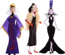 Mattel Disney Villains Evil Queen, Cruella de Vil &amp; Yzma Fashion Dolls 3-Pack - £37.08 GBP