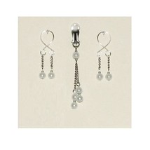 No Pierce Nipple Jewelry Rings Dangles and Clit Clip Under The Hoode Faux Pearl - £22.12 GBP