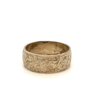 Vtg Signed by Judy Lee Jewels Sterling Carved Rose Mallow Flower Band Ring 7 1/2 - £30.07 GBP