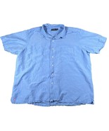 Polo Ralph Lauren Mens 2XB Blue Short Sleeve Linen Silk Button Up Pockets - $27.99