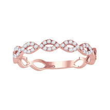 10kt Rose Gold Womens Round Diamond Twisted Stackable Band Ring 1/5 Cttw - £270.19 GBP