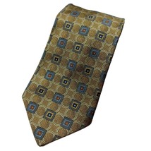 Men&#39;s JoS A Bank Gold Blue Squares  Tie Necktie Traditional - £5.59 GBP