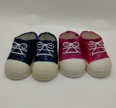 Two Pair Of Tennis Shoes For 12 Inch Dolls - Sneakers Hi Tops - Pink - Blue - £8.68 GBP
