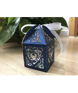 Navy Blue 100pcs Wedding Gift Boxes,Laser Cut Wedding Favor Boxes for Guest - £37.74 GBP