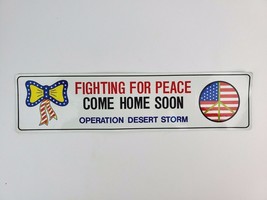 Vintage Operation Desert Storm bumper sticker Fighting for Peace, Peace Sign - £4.40 GBP