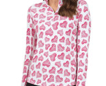 NWT Ladies IBKUL SCRIBBLE HEARTS RED WHITE Long Sleeve Mock Golf Shirt X... - $59.99