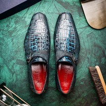 Toluca genuine crocodile and lizard dress monk strap Rustic Blue image 13