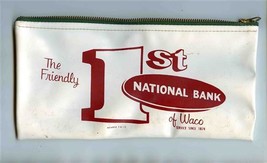 First National Bank Vinyl Zipper Bag Waco Texas 1960&#39;s - £22.15 GBP