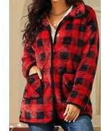 Suzanne Betro Weekend Women&#39;s Red &amp; Black Buffalo Check Faux Fur Jacket ... - £58.23 GBP