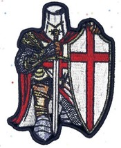 Knights Templar In Red Iron On Sew On Embroidered Patch 3.3 &quot;x 4.5&quot; - £6.28 GBP