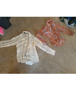 Vtg 90s 80s LOT o 2 Lightweight Flannel Women&#39;s Shirts Plaid Blue Purple... - $523.23 MXN