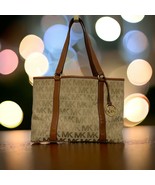 Michael Kors Large East West Tote Handbag Purse Canvas Leather Trim - $96.18 CAD