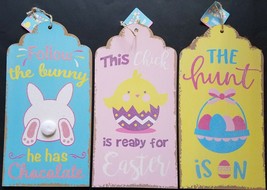 Easter Bunny Hanging Wall Board Décor Slim 14”H x 7”W, S21b, Select: Design - £2.36 GBP