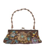 Chateau Beaded Sequin Embroidered Flowers Evening Purse Clutch Kiss Lock... - £15.72 GBP