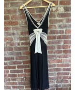 Karen Millen Black Knitted Crochet Beaded V Neck Bow Midi Dress X-Small - $134.42 CAD