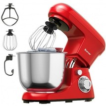5.3 Qt Stand Kitchen Food Mixer 6 Speed with Dough Hook Beater-Red - Col... - £101.04 GBP